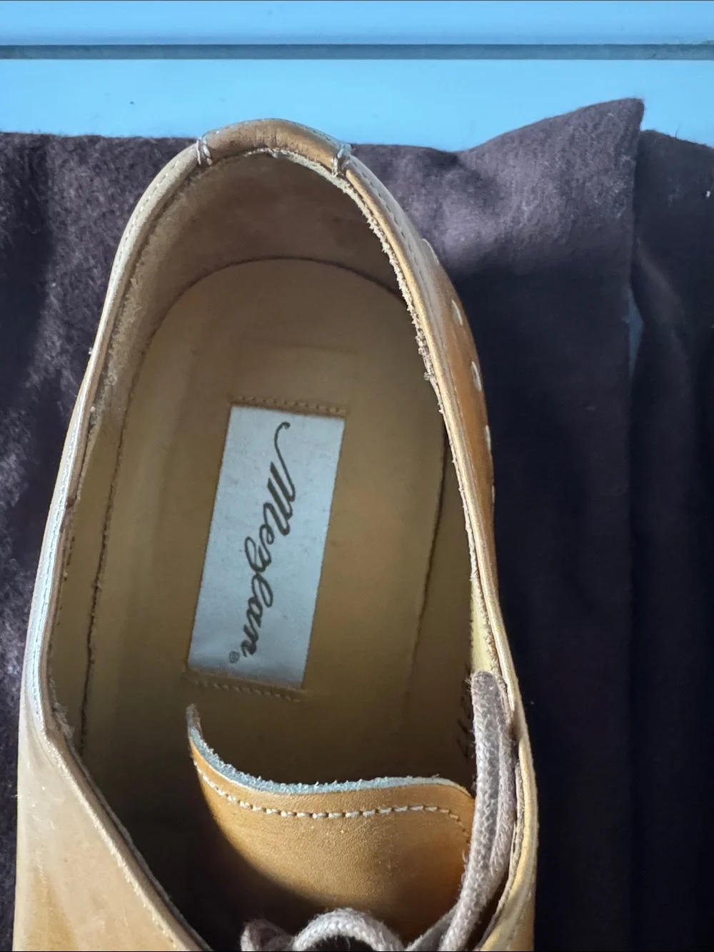 Mezlan Caramel Brown Leather Derby Shoes
